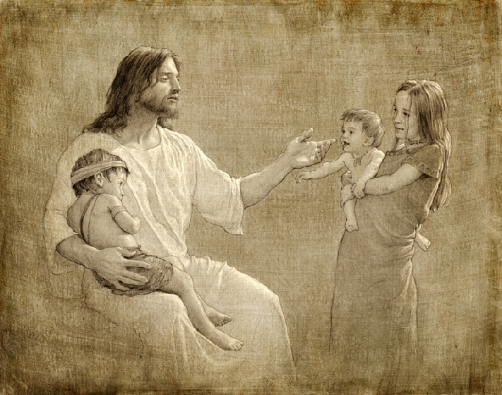 lds art savior with children